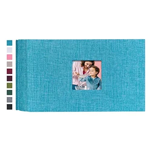 Mublalbum Blue Linen Cover Photo Album with Window | Holds 100 Horizontal 4x6 Photos thumbnail 1