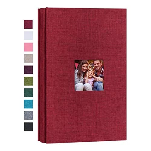 Mublalbum Red Linen Cover 4x6 Photo Album with Window, 300 Pockets | Keepsake Wedding & Baby Photo Book thumbnail 1
