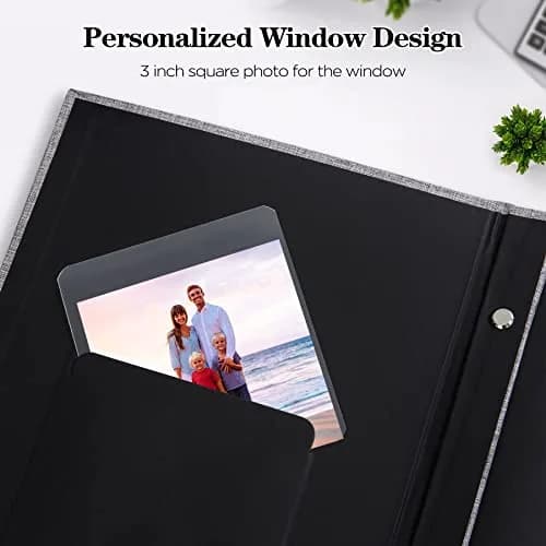 Mublalbum Red Linen Cover 4x6 Photo Album with Window, 300 Pockets | Keepsake Wedding & Baby Photo Book thumbnail 4