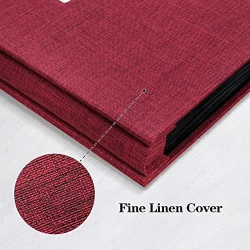 Mublalbum Red Linen Cover 4x6 Photo Album with Window, 300 Pockets | Keepsake Wedding & Baby Photo Book thumbnail 6