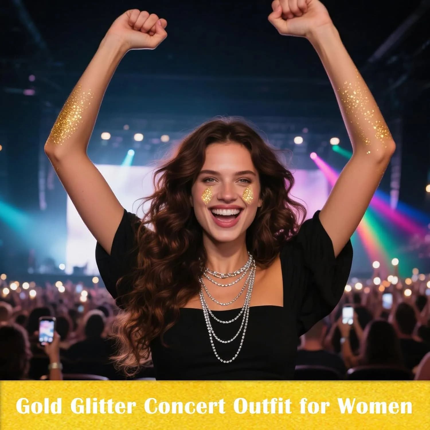 MEICOLY Gold Chunky Glitter Gel 50ml | Self-Adhesive Face Body Hair Glitter for Festivals thumbnail 2
