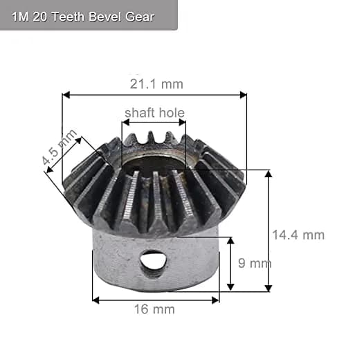 PGFUN 2 Pcs 1M 20 Teeth 8mm Shaft Hole Bevel Gear Set | 1:1 Ratio, 90 Degree Steering thumbnail 6