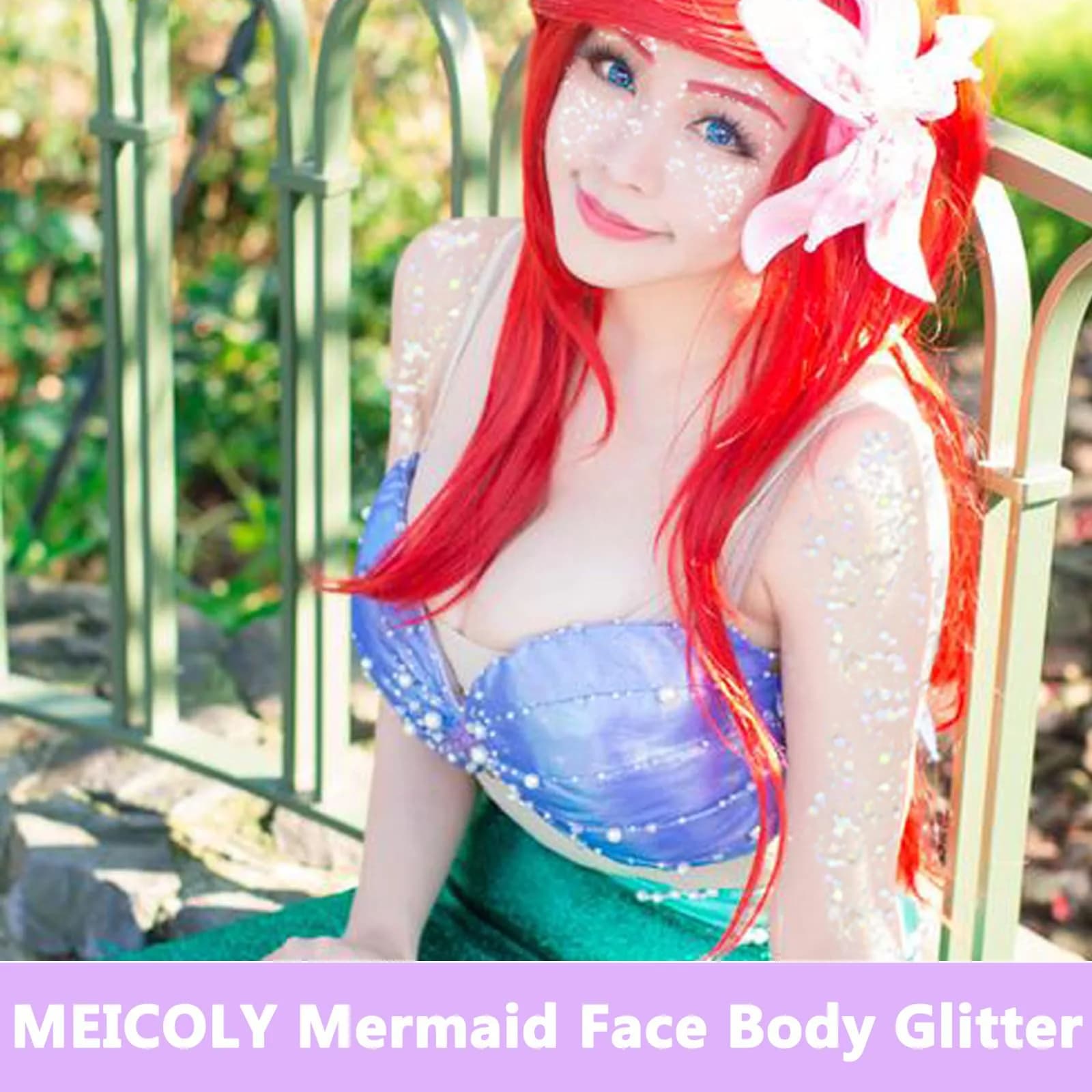 MEICOLY White Chunky Glitter Gel 50ml | Self-Adhesive Face Body Hair Glitter for Festivals - view 2
