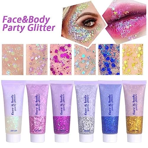 MEICOLY Silver Chunky Body Glitter Gel 50ml (1.69 Fl Oz) | Holographic Face & Body Sparkle for Festivals thumbnail 5