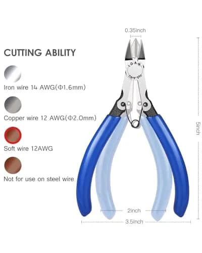 IGAN-330 Wire Flush Cutters 5''x2 | Ultra Sharp Precision CR-V Side Cutters for Electronics & Jewelry thumbnail 2