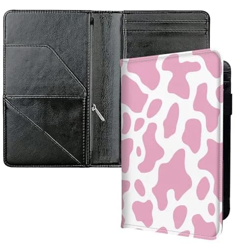 JANENFNA Server Books for Waitress with 7 Large Pockets | Pink Cow Prints, PU Leather, 7.5x5 inch thumbnail 1