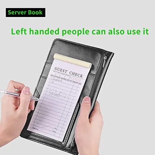 JANENFNA Server Books for Waitress with 7 Large Pockets | Pink Cow Prints, PU Leather, 7.5x5 inch thumbnail 6