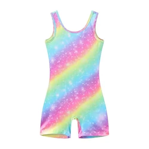 LUOUSE 2 Pack Toddler Girls Skinny Gymnastics Leotards With Shorts, Little Kids Colorful Dance Unitards 7-8 Years thumbnail 3
