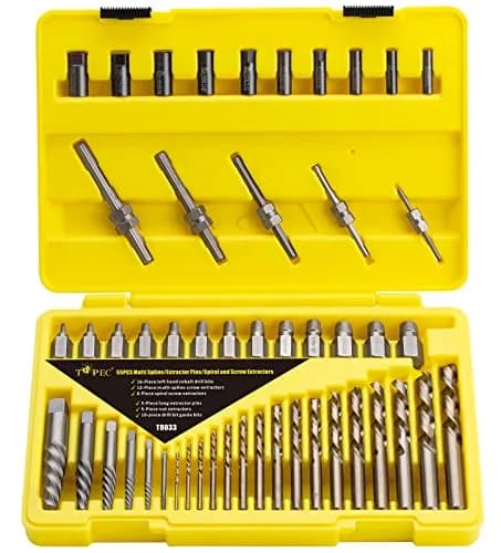Topec 55-Piece Screw Extractor Set & Broken Bolt Extractors | Industrial Grade Tools for Damaged Fasteners thumbnail 1