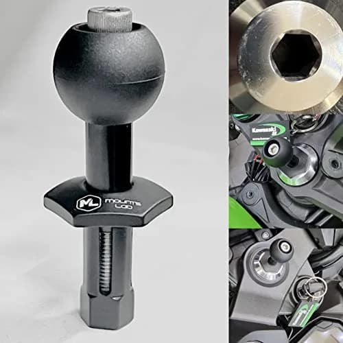 Mounts Lab Ninja Motorcycle Fork Stem Mount with 1-inch Ball for Kawasaki Ninja 12mm Hole | CNC Aluminum & TPU Rubber thumbnail 8