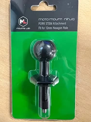 Mounts Lab Ninja Motorcycle Fork Stem Mount with 1-inch Ball for Kawasaki Ninja 12mm Hole | CNC Aluminum & TPU Rubber thumbnail 2