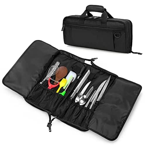 samdew Chef Knife Bag with Lockhole & 17 + 6 Slots | Durable Nylon, 17.5 In, Unisex thumbnail 1