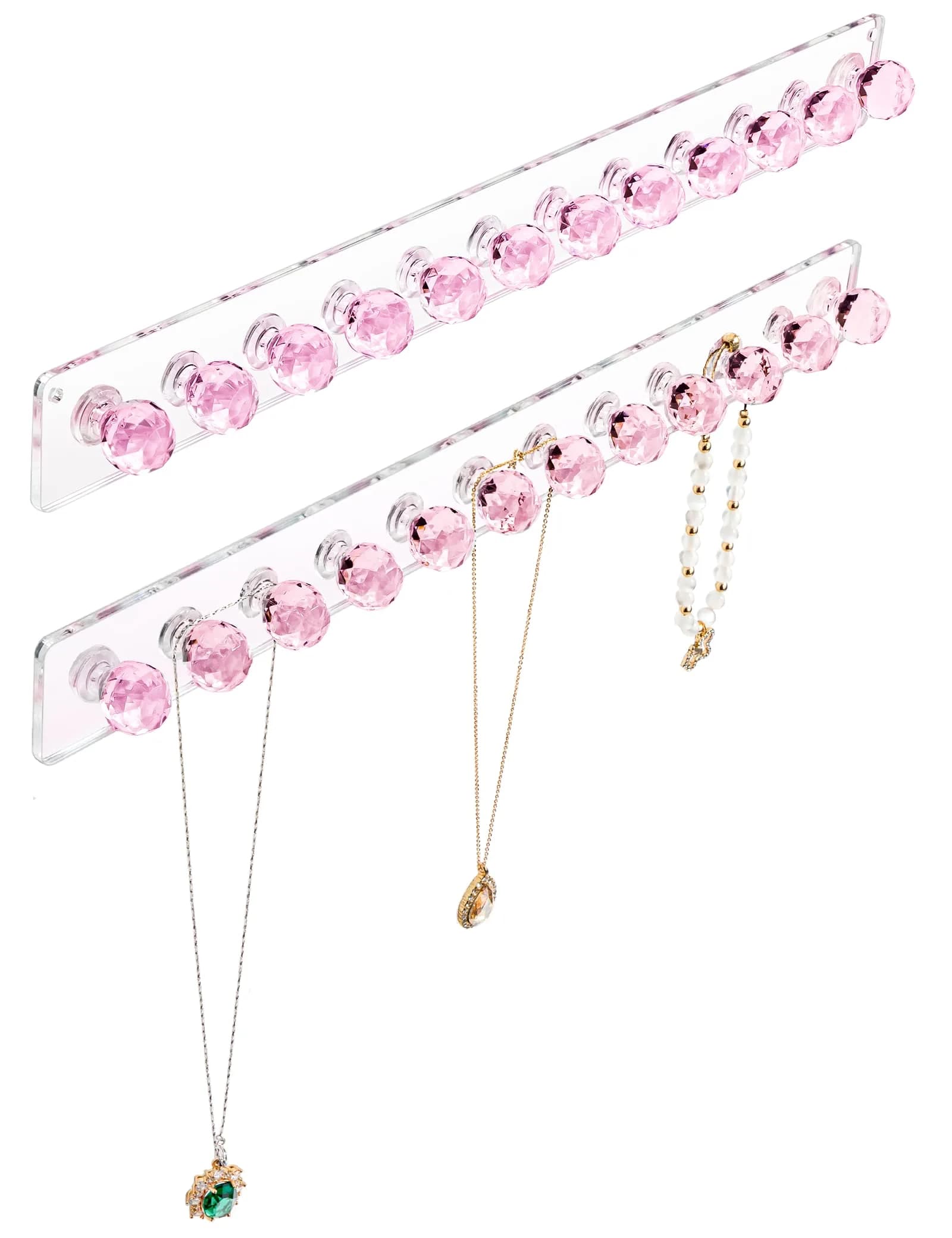 Heesch Necklace Holder Wall Mount Acrylic Jewelry Organizer 13.4 x 1.4 Inch | 2 Pack