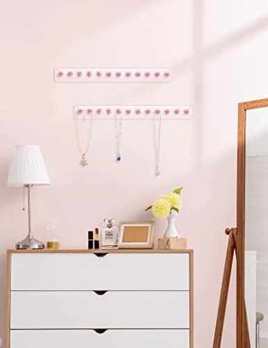 Heesch Necklace Holder Wall Mount Acrylic Jewelry Organizer 13.4 x 1.4 Inch | 2 Pack thumbnail 4