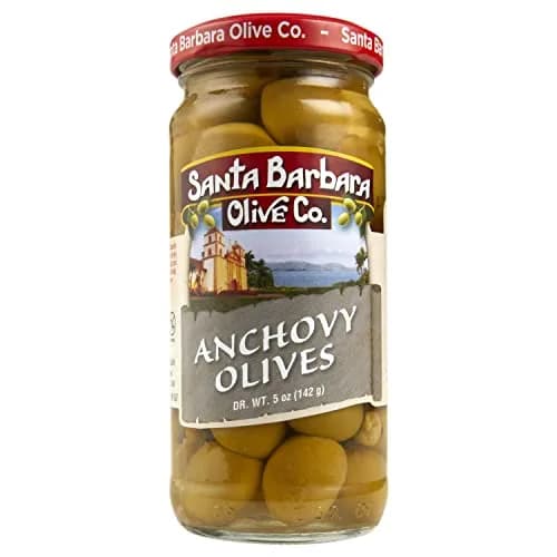 Santa Barbara Olive Co Green Olives Pitted Anchovy Stuffed 3 Pack | Perfect for Charcuterie & Salads thumbnail 4