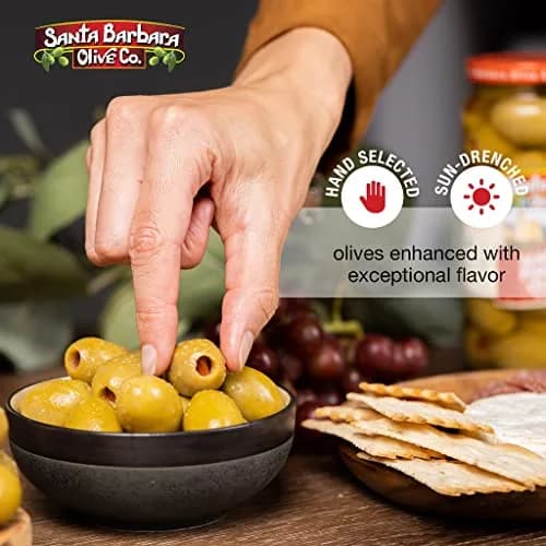 Santa Barbara Olive Co Green Olives Pitted Anchovy Stuffed 3 Pack | Perfect for Charcuterie & Salads thumbnail 7
