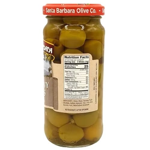 Santa Barbara Olive Co Green Olives Pitted Anchovy Stuffed 3 Pack | Perfect for Charcuterie & Salads thumbnail 2