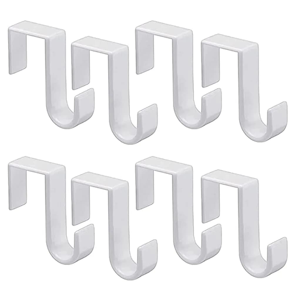 1st Choice Over The Door Hooks 8 Pack White | Reversible Heavy-Duty Plastic Hooks (4.72 x 2.55 x 1.18 inches)