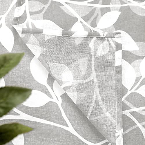 XTMYI Small Basement Window Curtains 24 Inch Light Grey | Modern Sheer Floral Design thumbnail 6