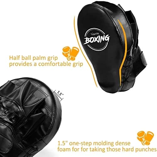 Valleycomfy Boxing Pads Curved Focus Mitts for Men Women | Leather, Shock-Absorbing Padding, Adjustable Fit thumbnail 6