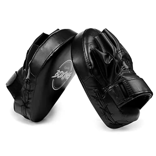 Valleycomfy Boxing Pads Curved Focus Mitts for Men Women | Leather, Shock-Absorbing Padding, Adjustable Fit thumbnail 2