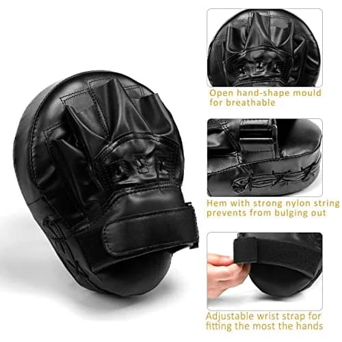 Valleycomfy Boxing Pads Curved Focus Mitts for Men Women | Leather, Shock-Absorbing Padding, Adjustable Fit thumbnail 3