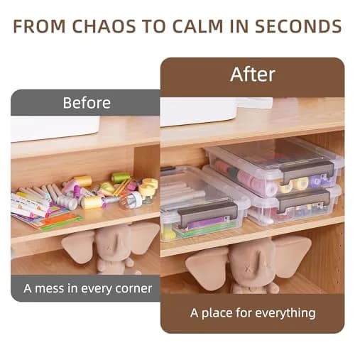 Citylife 3.3 Qt Storage Bins with Lids | Stackable Plastic Organizer for Office & School Supplies thumbnail 6