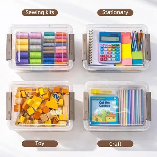 Citylife 3.3 Qt Storage Bins with Lids | Stackable Plastic Organizer for Office & School Supplies thumbnail 7