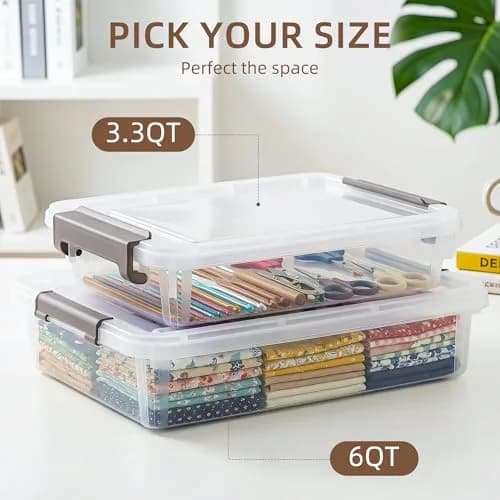 Citylife 3.3 Qt Storage Bins with Lids | Stackable Plastic Organizer for Office & School Supplies thumbnail 8