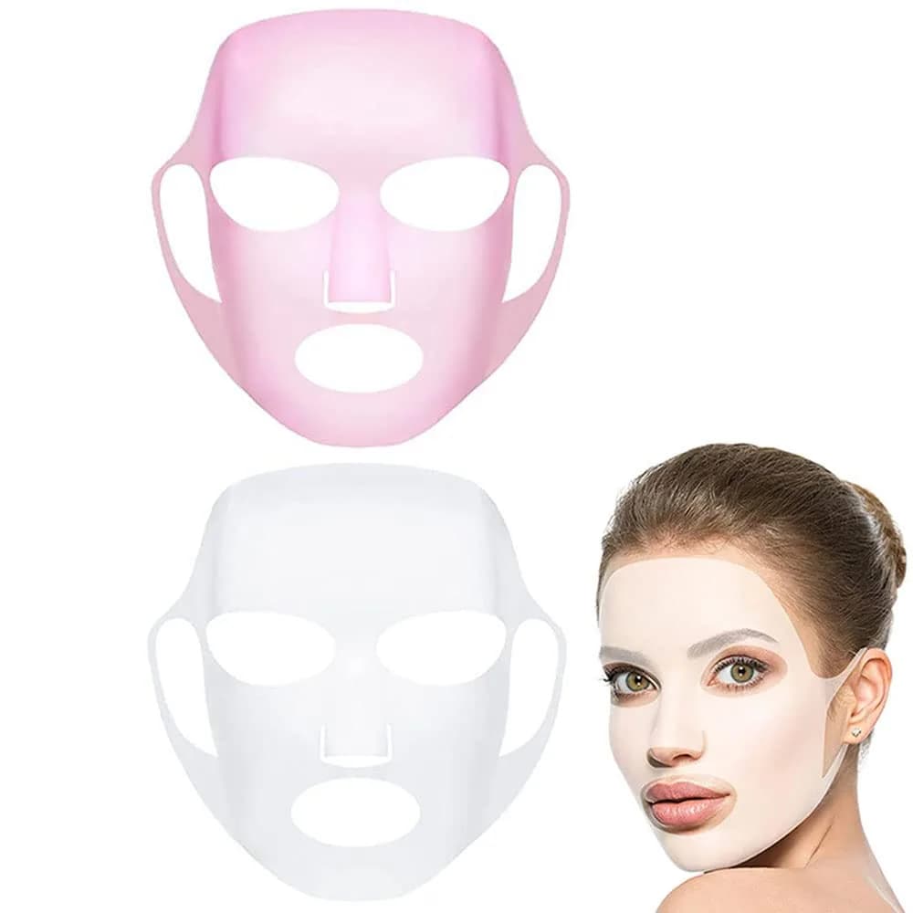 GEOOT Reusable Silicone Face Mask Holder 2 Pack (White + Pink) | Prevents Sheet Mask Evaporation - main product image