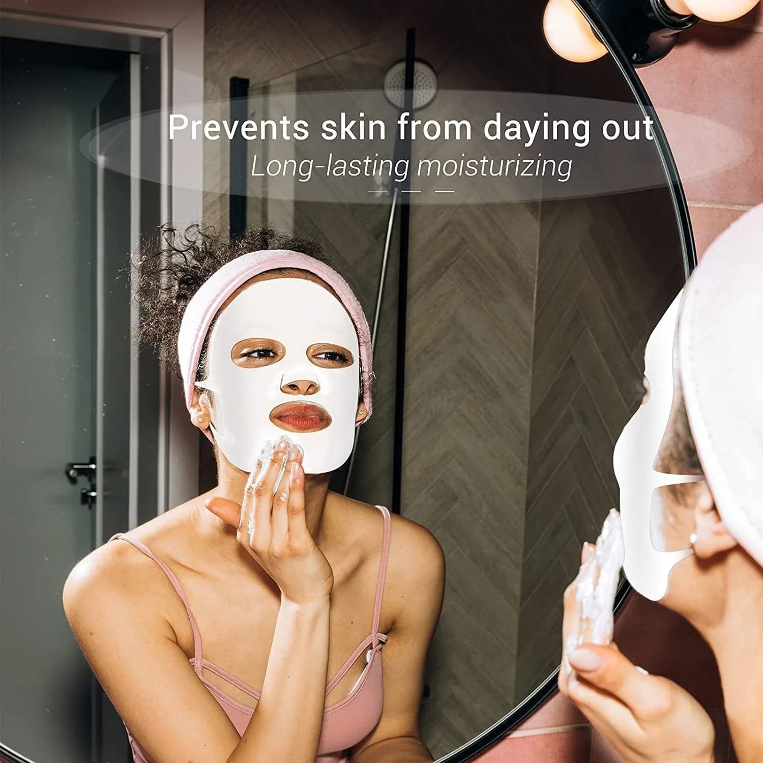 GEOOT Reusable Silicone Face Mask Holder 2 Pack (White + Pink) | Prevents Sheet Mask Evaporation - view 5
