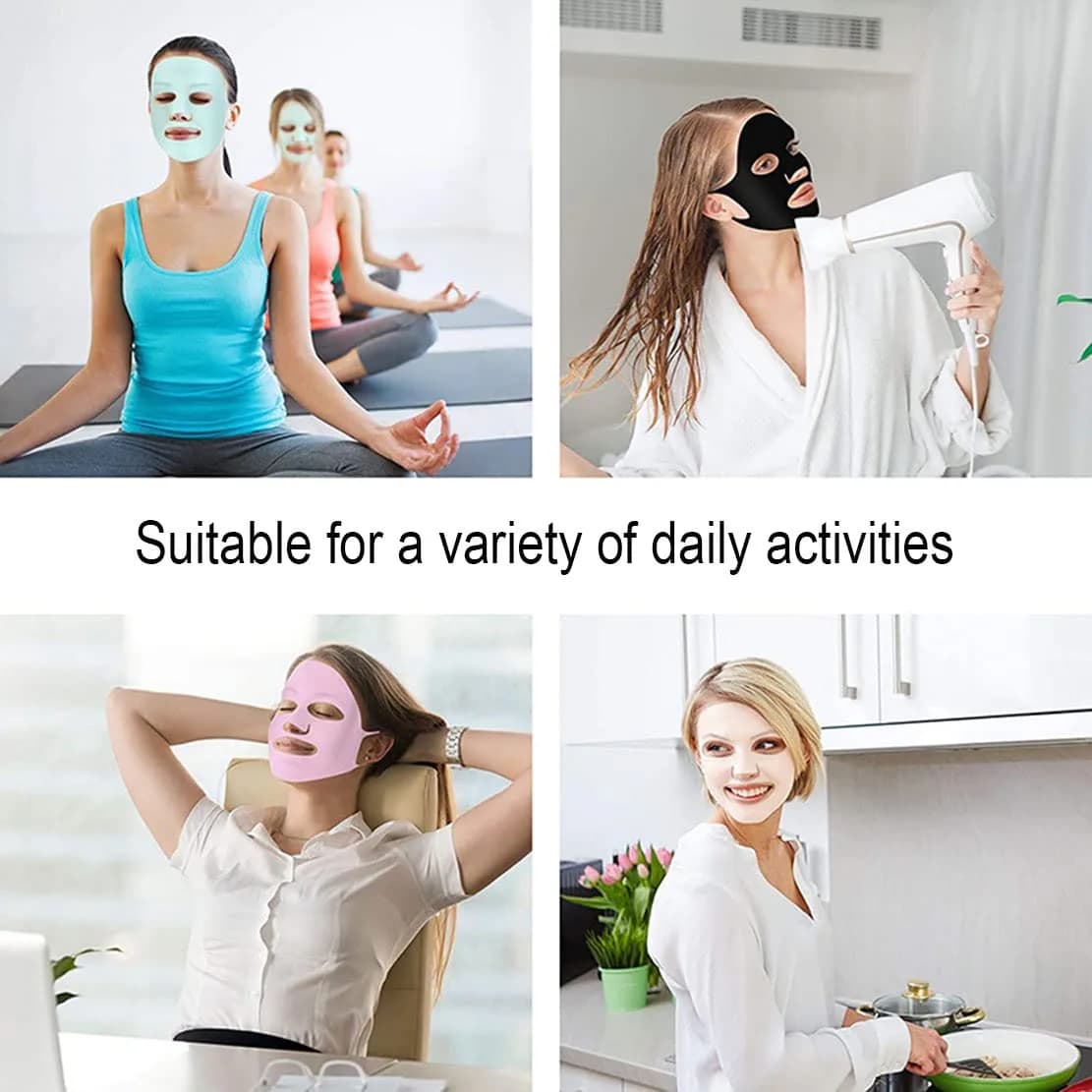 GEOOT Reusable Silicone Face Mask Holder 2 Pack (White + Pink) | Prevents Sheet Mask Evaporation - view 6