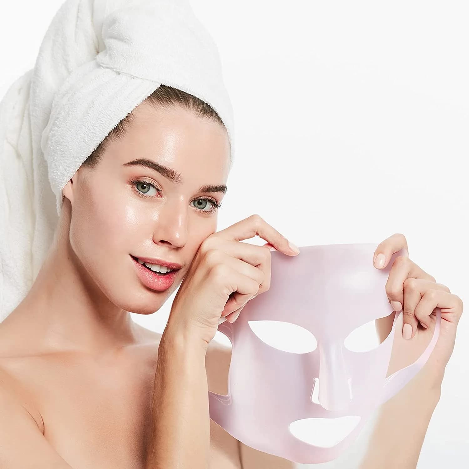 GEOOT Reusable Silicone Face Mask Holder 2 Pack (White + Pink) | Prevents Sheet Mask Evaporation - view 3