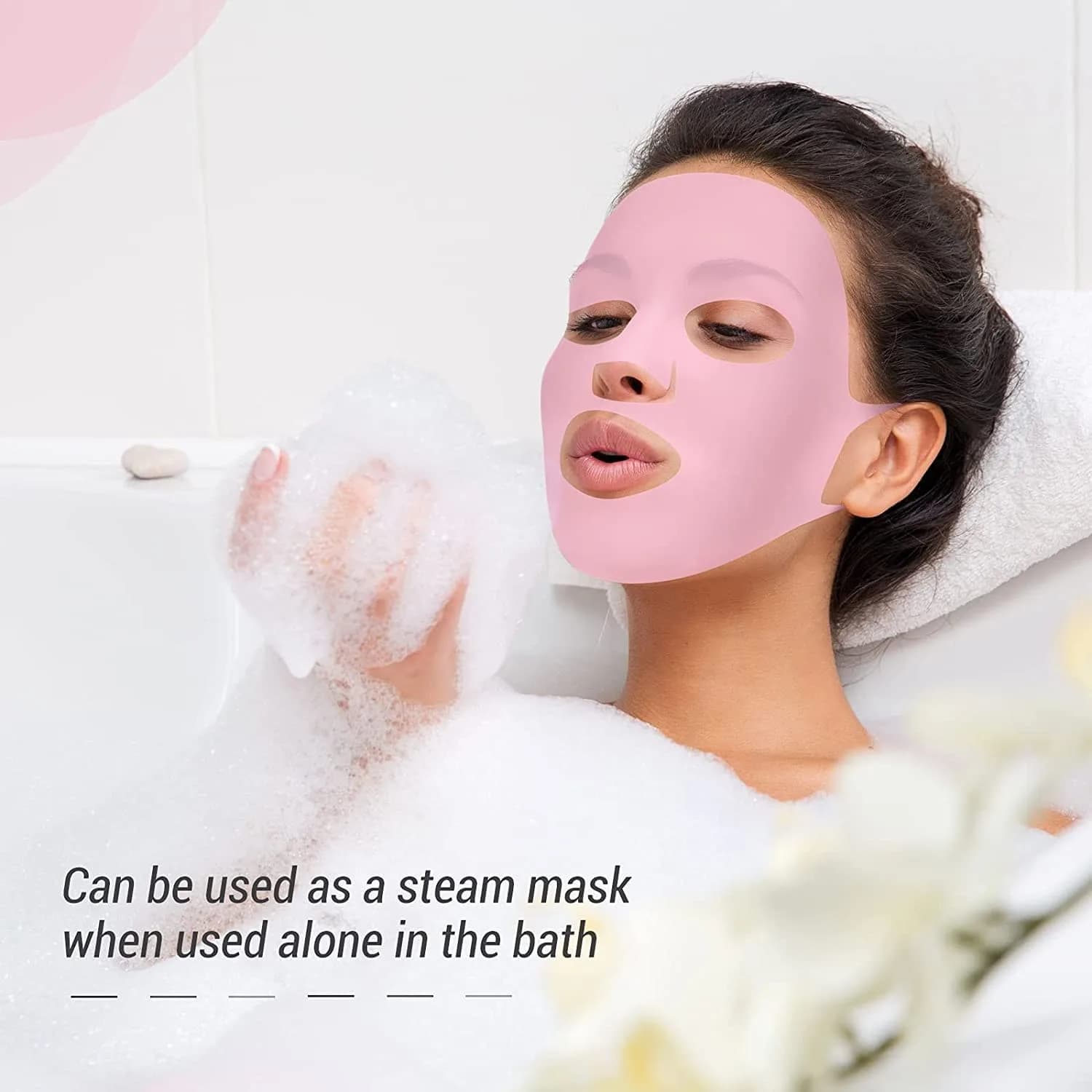 GEOOT Reusable Silicone Face Mask Holder 2 Pack (White + Pink) | Prevents Sheet Mask Evaporation - view 4