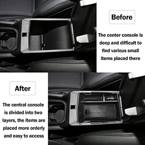 TACOBRO Black Center Console Organizer Tray for Jeep Compass 2022-2025 | Secondary Storage Divider with USB Hole thumbnail 5