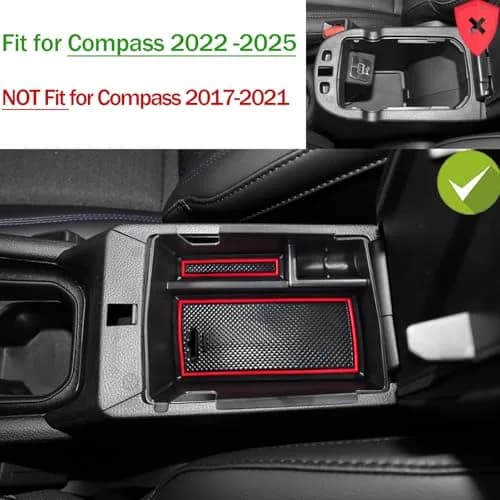 TACOBRO Red Center Console Organizer Tray for Jeep Compass 2022-2025 | Fits OEM Console thumbnail 4