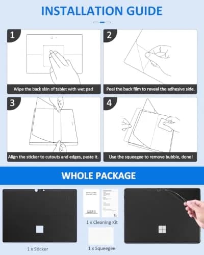 MoKo Tablet Back Skin Stick Decal for Microsoft Surface Pro 12th 2026 | Slim, Water-Resistant, Easy to Apply thumbnail 7