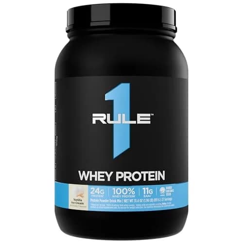 Rule 1 Proteins Whey Protein Powder Vanilla Ice Cream 2 Pound | 24g Protein, BCAAs, USA Made thumbnail 1