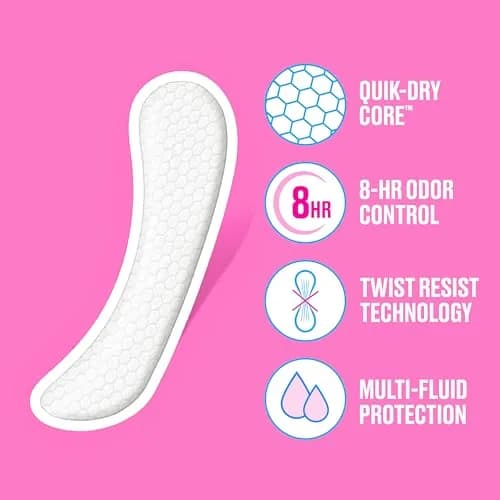 Carefree Extra Long Unscented Panty Liners, 100 Count | 20.3 cm (8 inch) Daily Protection thumbnail 3