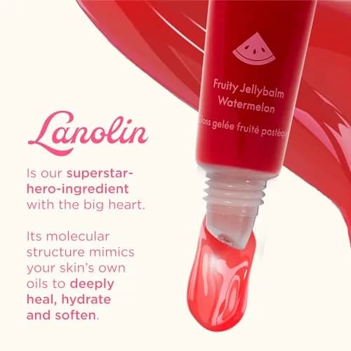 Lanolips Fruity Jellybalm - Tinted Lip Balm & Jelly Lip Gloss Watermelon 10g | Moisturizing Lanolin Lip Makeup thumbnail 4