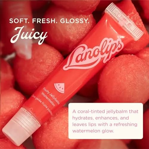 Lanolips Fruity Jellybalm - Tinted Lip Balm & Jelly Lip Gloss Watermelon 10g | Moisturizing Lanolin Lip Makeup thumbnail 2