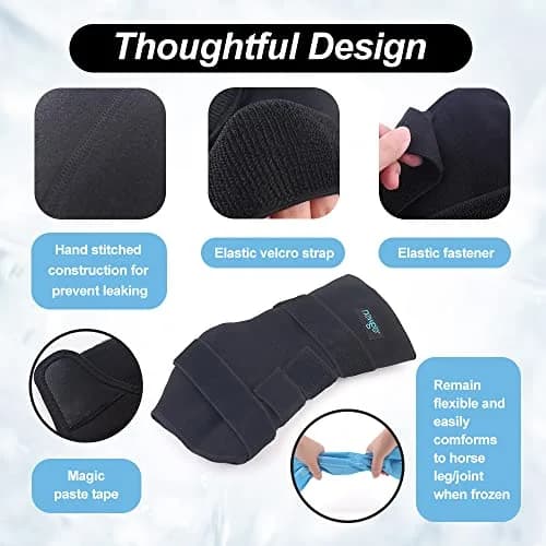 NEWGO Horse Ice Pack, 16.7"x 15" Contoured Wrap with 2 Gel Packs | Soft Neoprene Cover for Soft Tissue Relief thumbnail 3