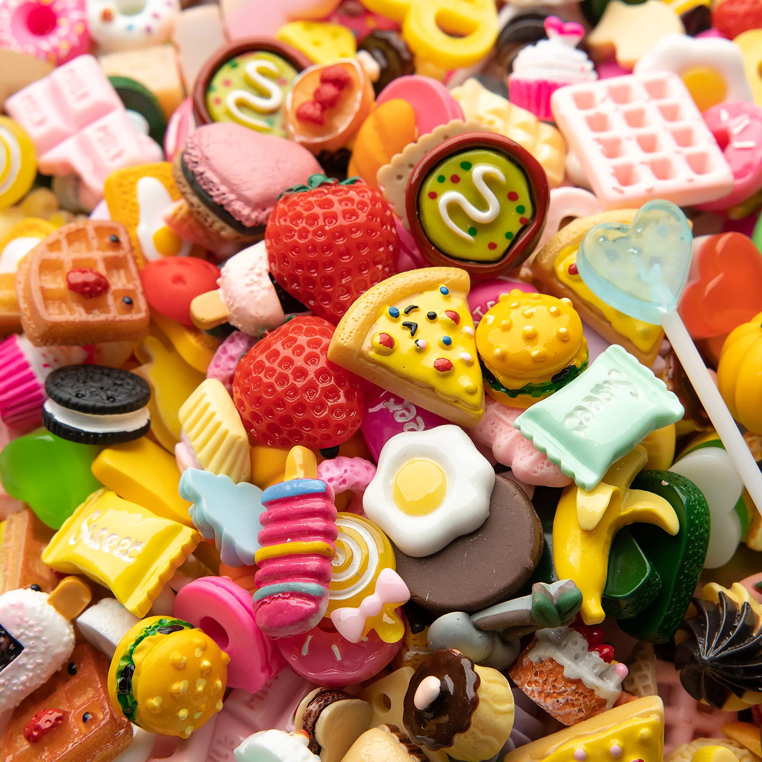 LEEXINLUU Food Slime Charms Set A 100 | 25pcs Assorted Resin Flatback Charms (10-25mm) - main product image