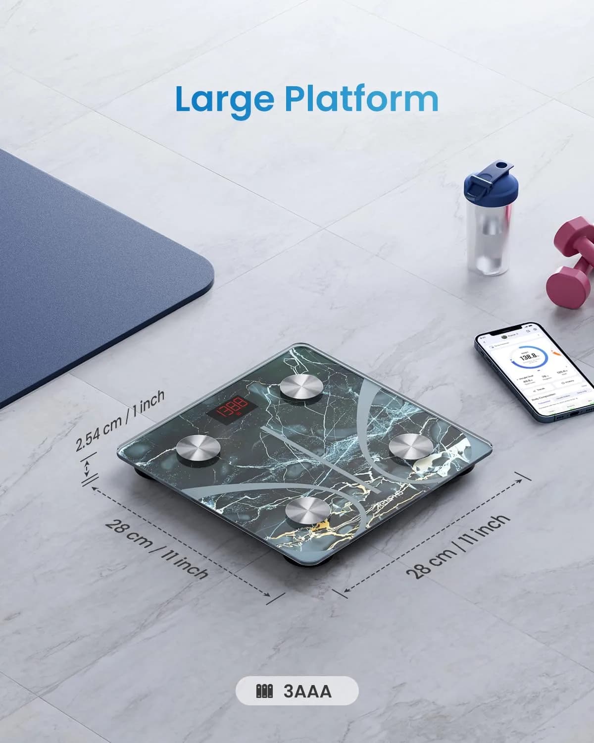 RENPHO Smart Scale for Body Weight, BMI & Body Fat, 13 Metrics, Marble | FDA Approved, 400 lbs Capacity - view 8