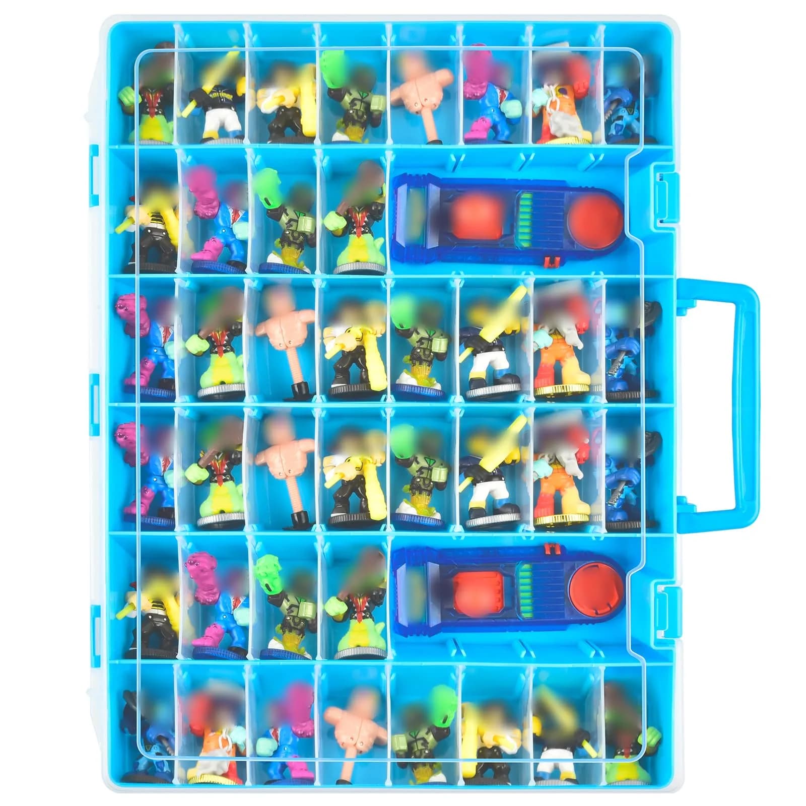 Aptbyte Blue Display Enclosure for Akedo Warriors | Large Capacity Toy Storage Case with Removable Partition - main product image