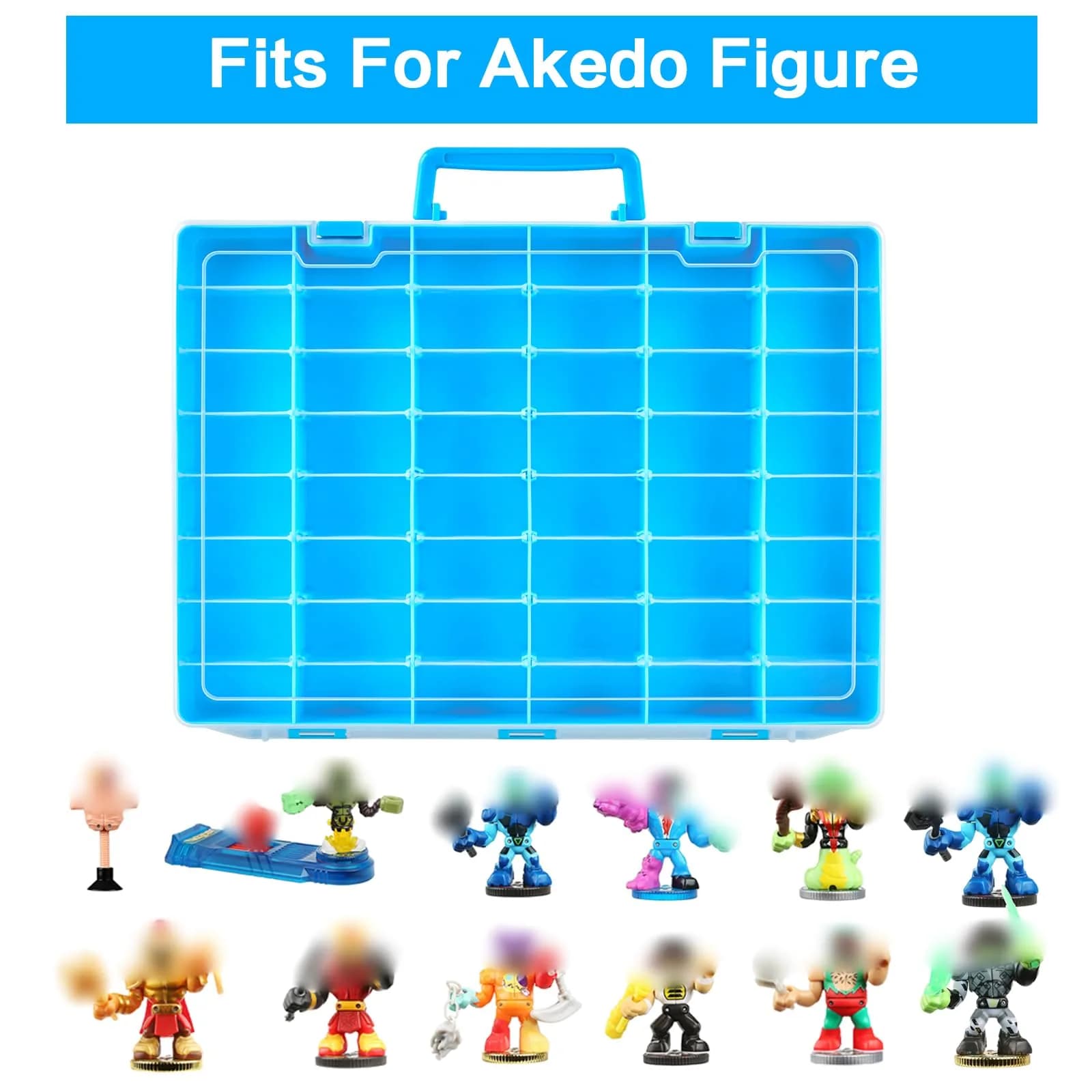 Aptbyte Blue Display Enclosure for Akedo Warriors | Large Capacity Toy Storage Case with Removable Partition - view 2