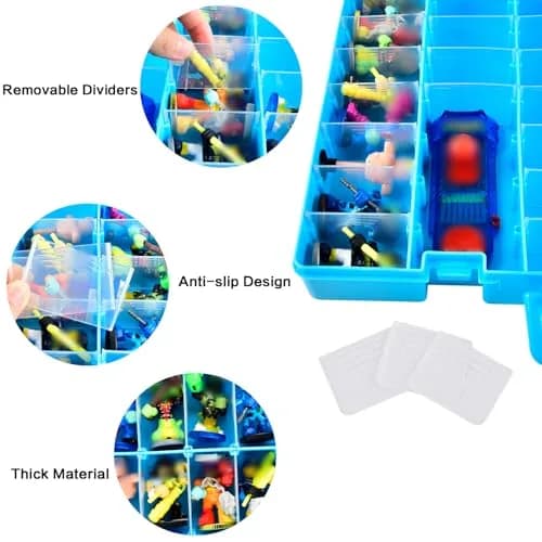 Aptbyte Blue Display Enclosure for Akedo Warriors | Large Capacity Toy Storage Case with Removable Partition thumbnail 3