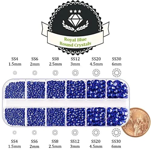 BELLEBOOST Craft Bead 2000 pcs | 6 Sizes Royal Blue Flatback Rhinestones for Nail Art & DIY thumbnail 2