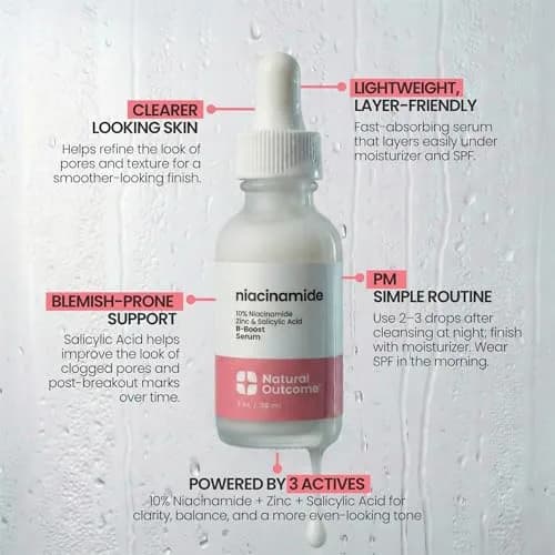 natural outcome Niacinamide Serum for Face 1 Fl Oz | Acne & Pore Reduction, Skin Balance thumbnail 7