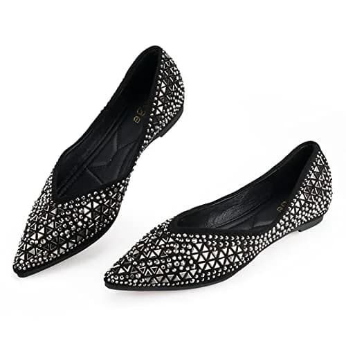 LIYUHANJIALU Flats Shoes Women Rhinestone Pointed Head Ballet Flats 7 | Comfortable Soft Memory Foam Insole thumbnail 1